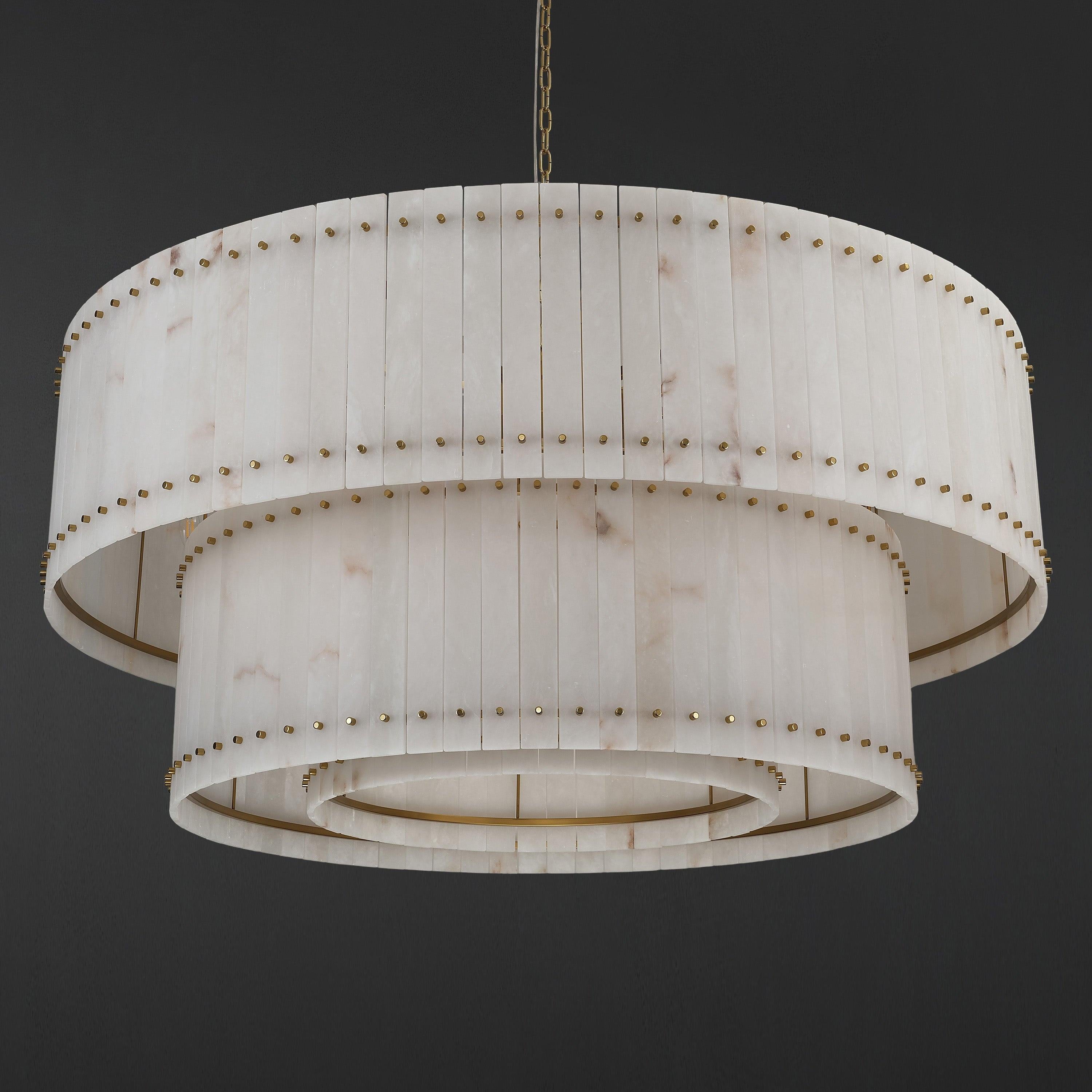 60 Inch Alabaster Two-Tier Chandelier - San Marco
