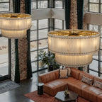 60 Inch Alabaster Two-Tier Chandelier - San Marco