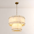 22 Inch Alabaster Two-Tier Round Chandelier - San Marco