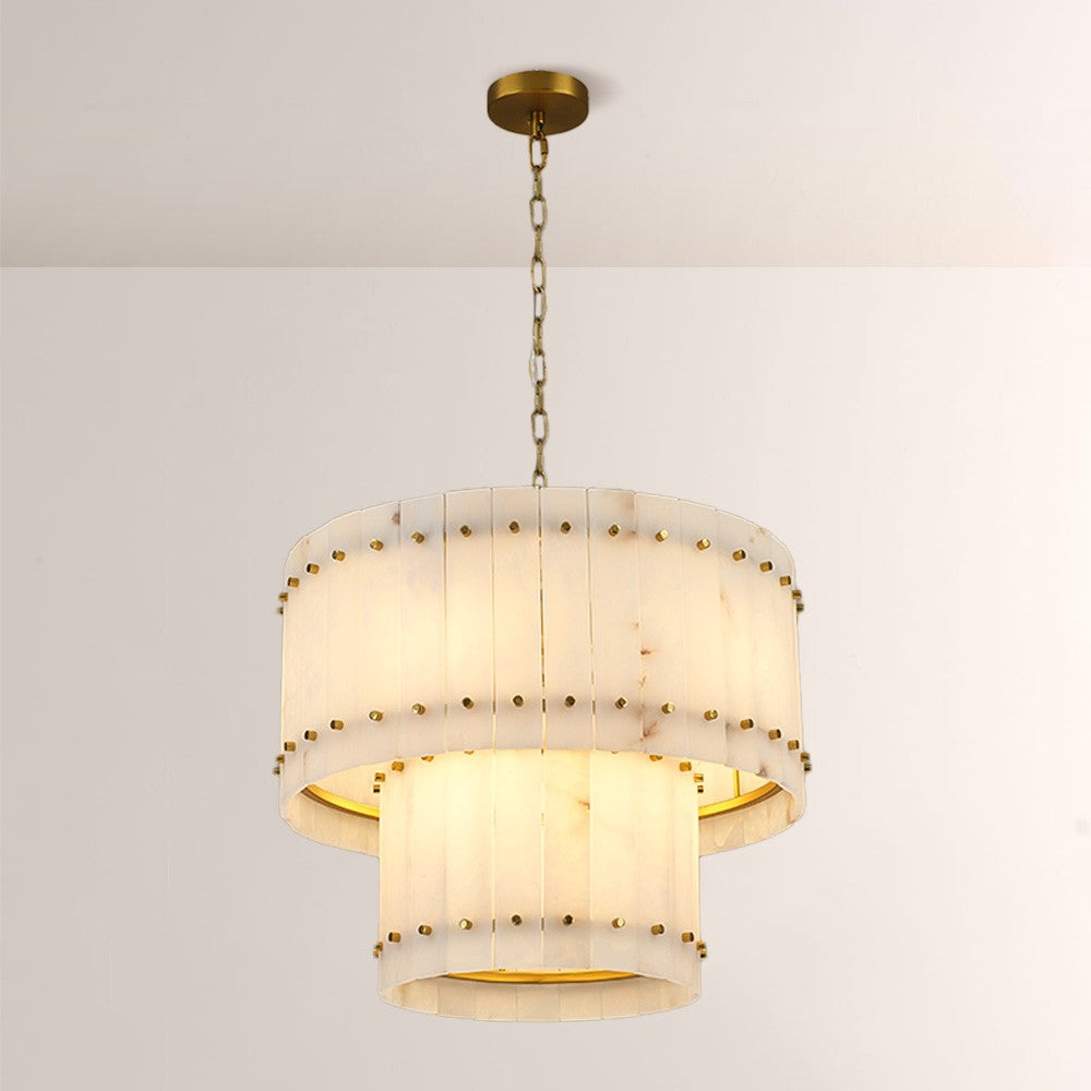 22 Inch Alabaster Two-Tier Chandelier - San Marco