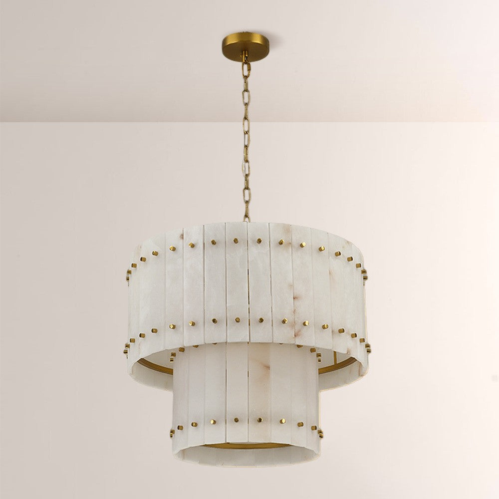 22 Inch Alabaster Two-Tier Chandelier - San Marco