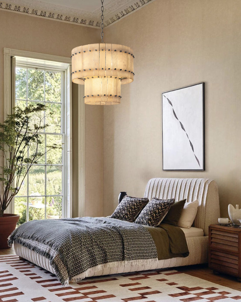 22 Inch Alabaster Two-Tier Chandelier - San Marco