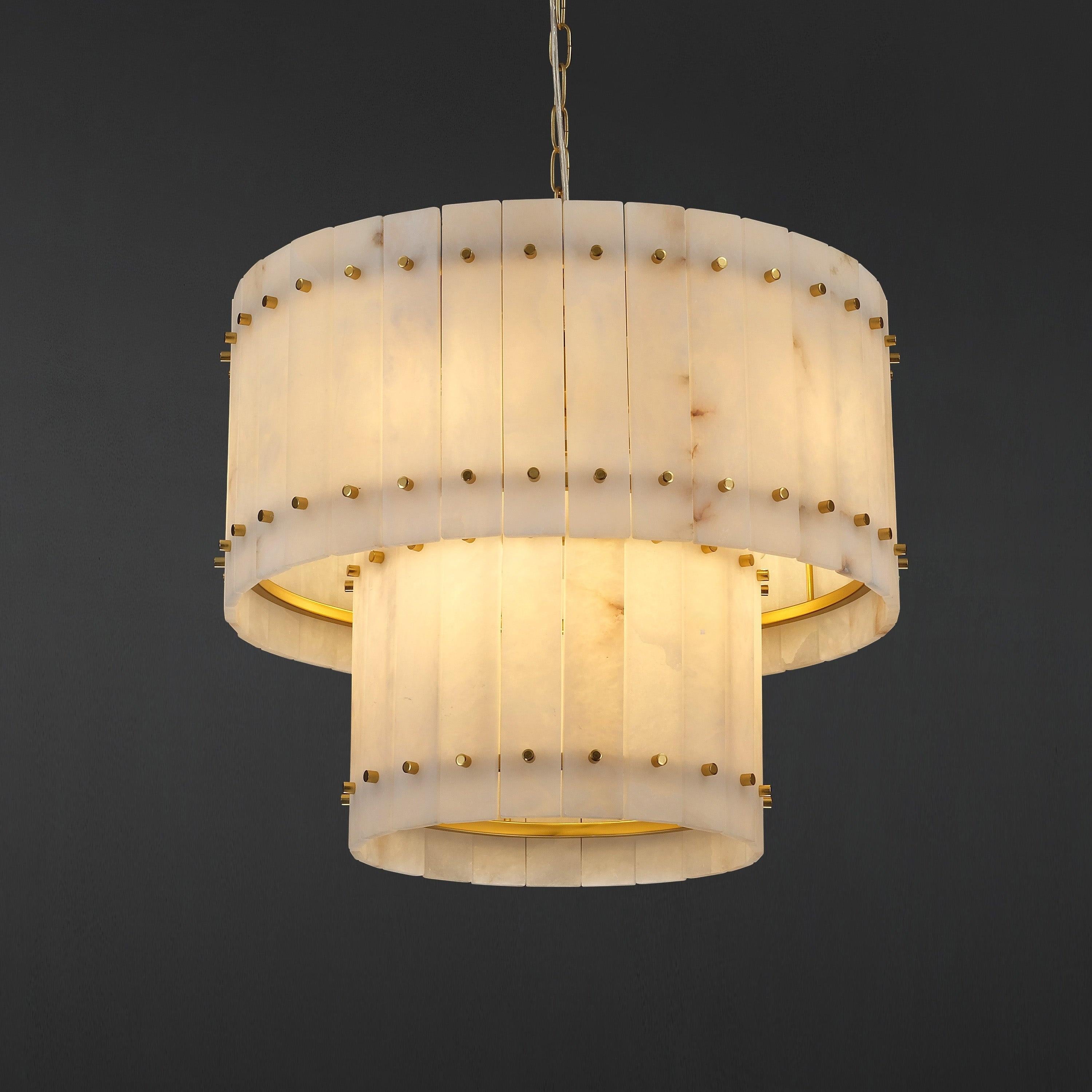 22 Inch Alabaster Two-Tier Chandelier - San Marco