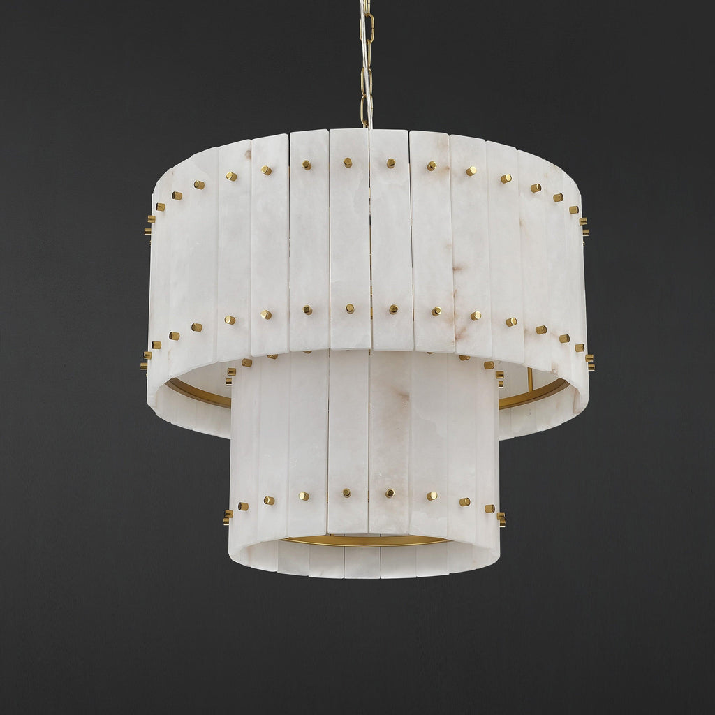 22 Inch Alabaster Two-Tier Chandelier - San Marco