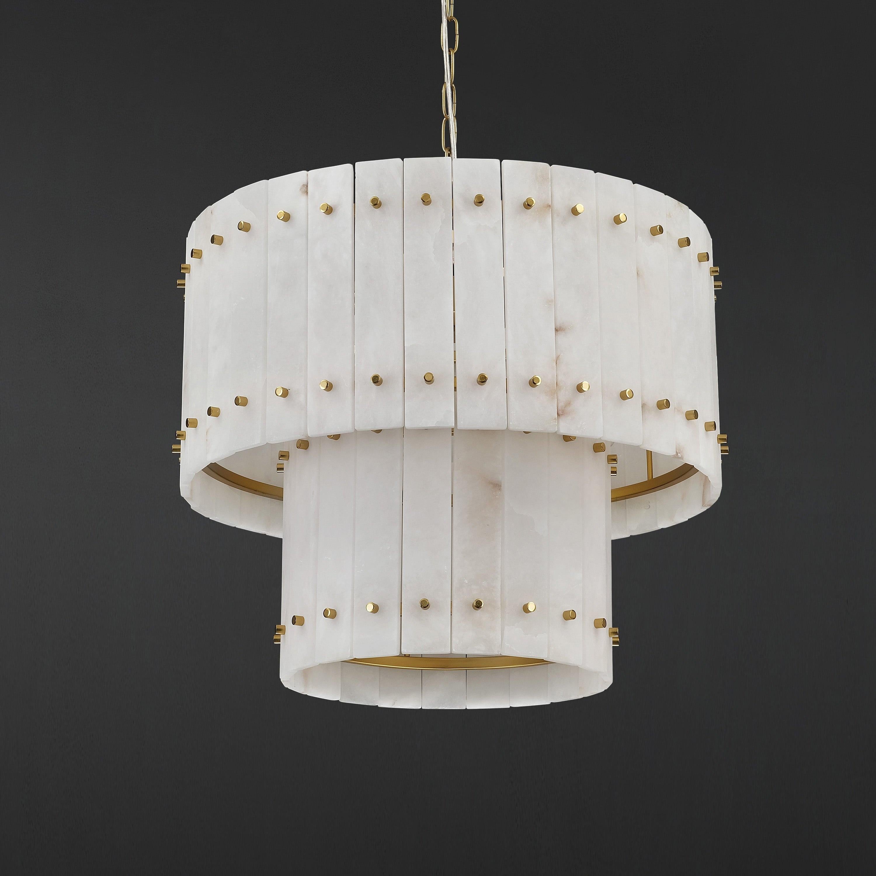22 Inch Alabaster Two-Tier Chandelier - San Marco