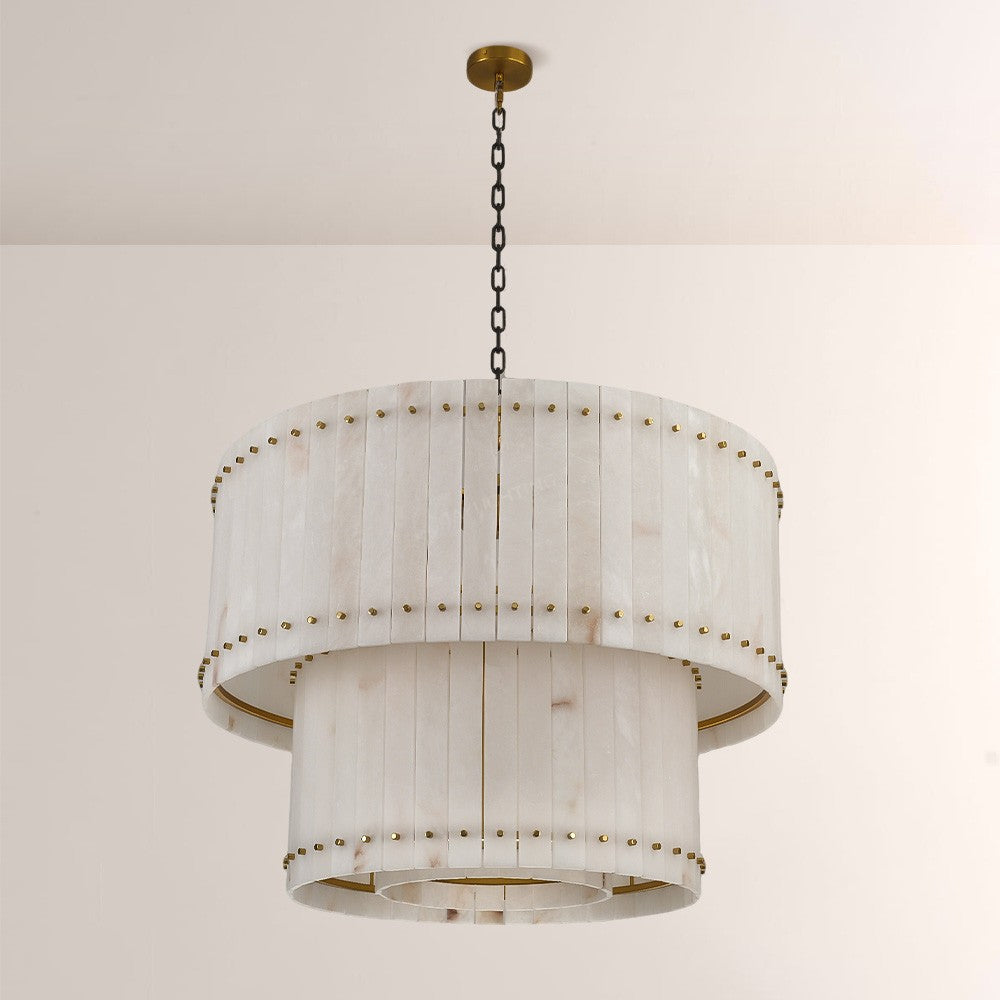37 Inch Alabaster Two-Tier Chandelier - San Marco