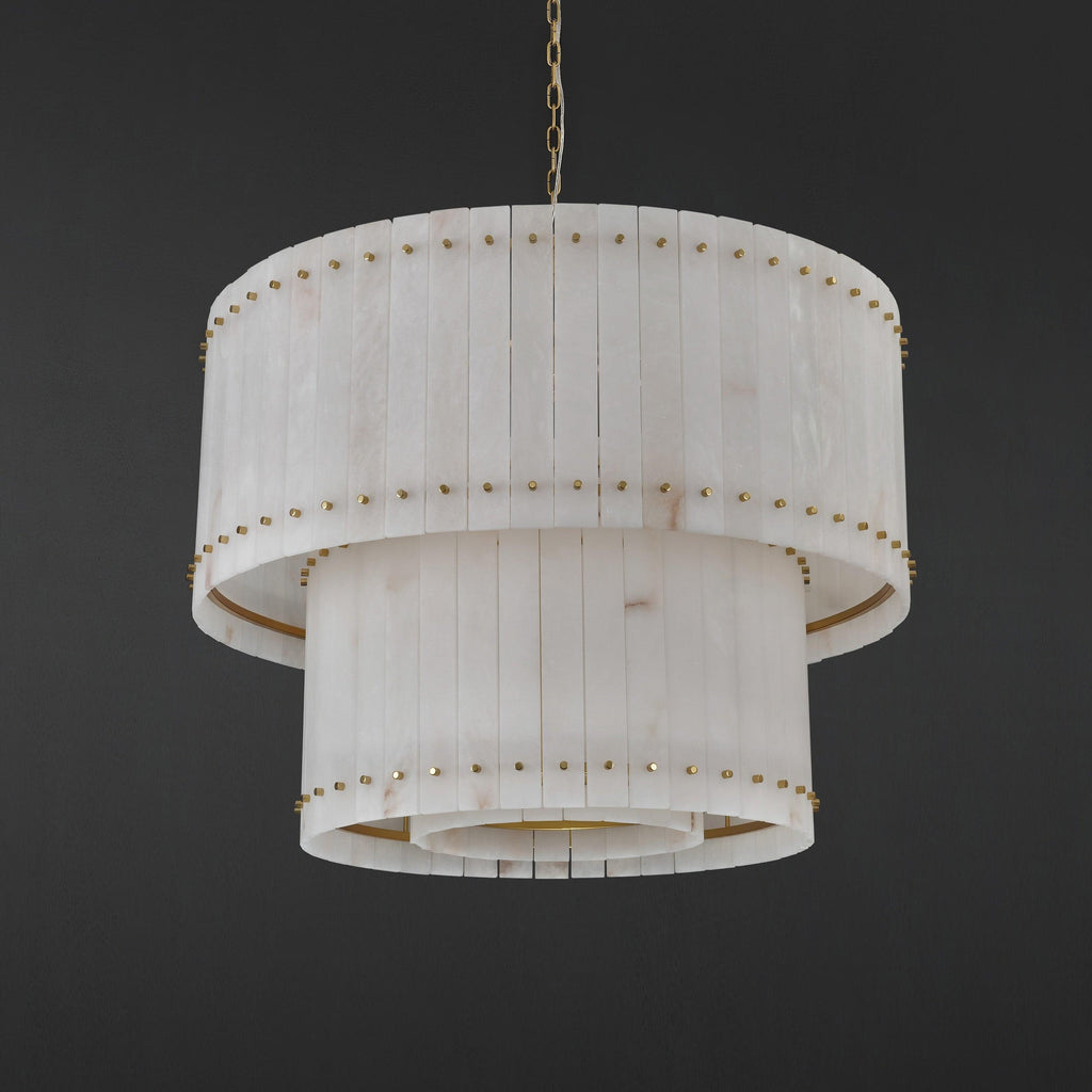 37 Inch Alabaster Two-Tier Chandelier - San Marco