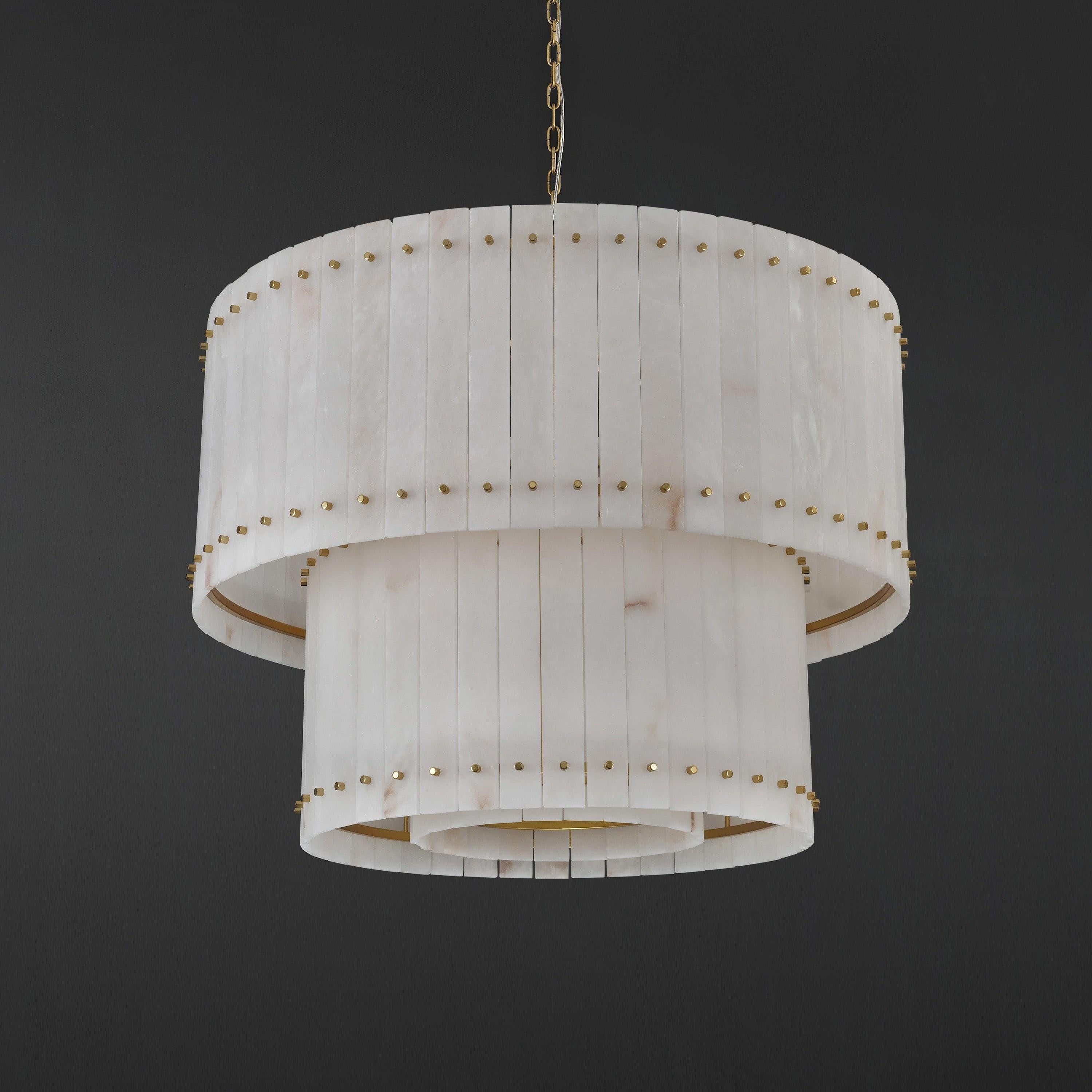 37 Inch Alabaster Two-Tier Chandelier - San Marco