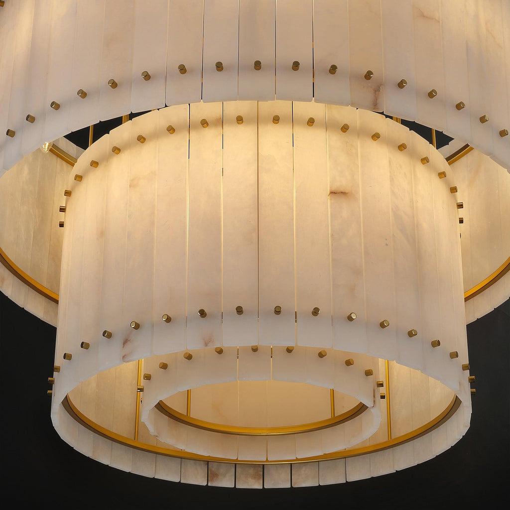 37 Inch Alabaster Two-Tier Chandelier - San Marco