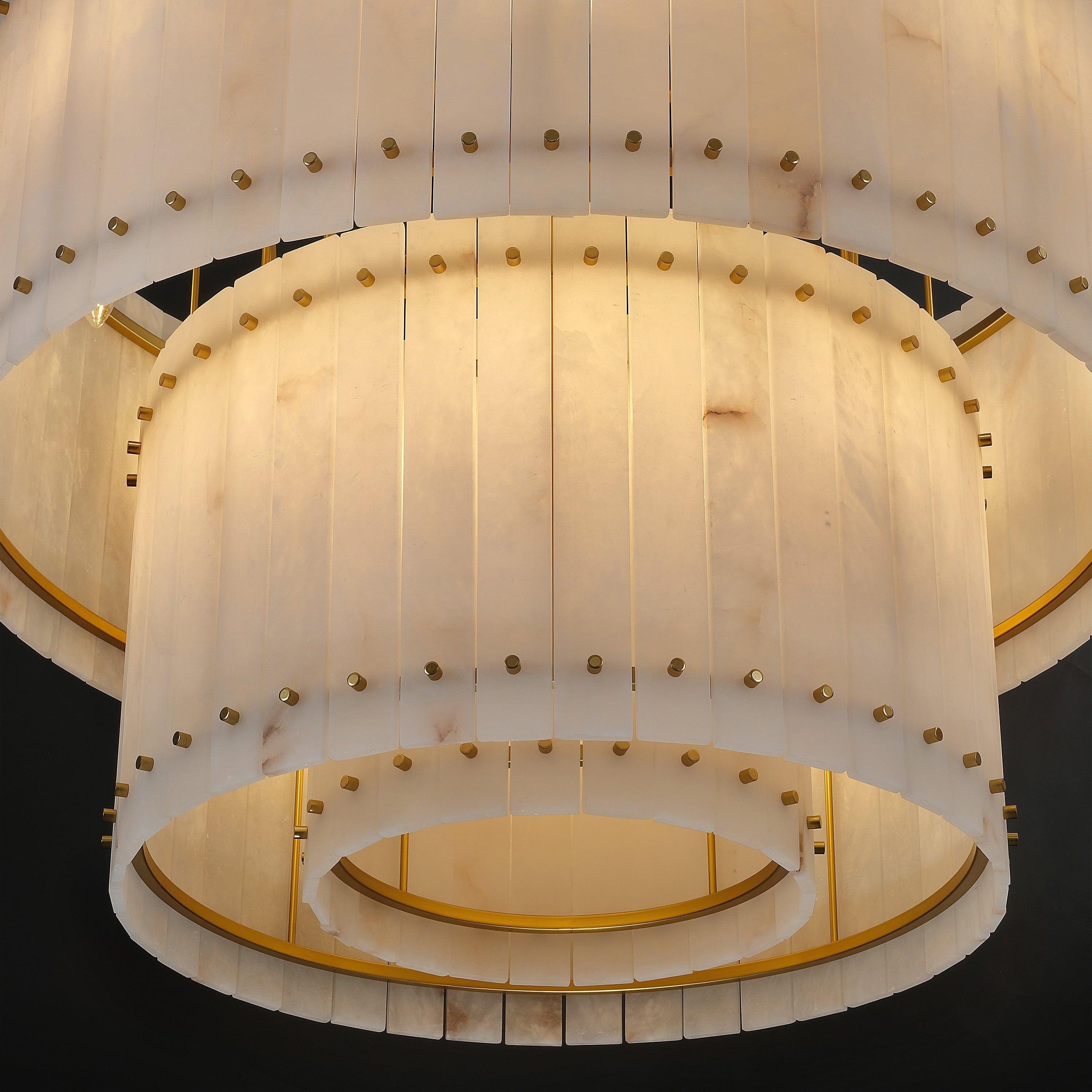 37 Inch Alabaster Two-Tier Chandelier - San Marco