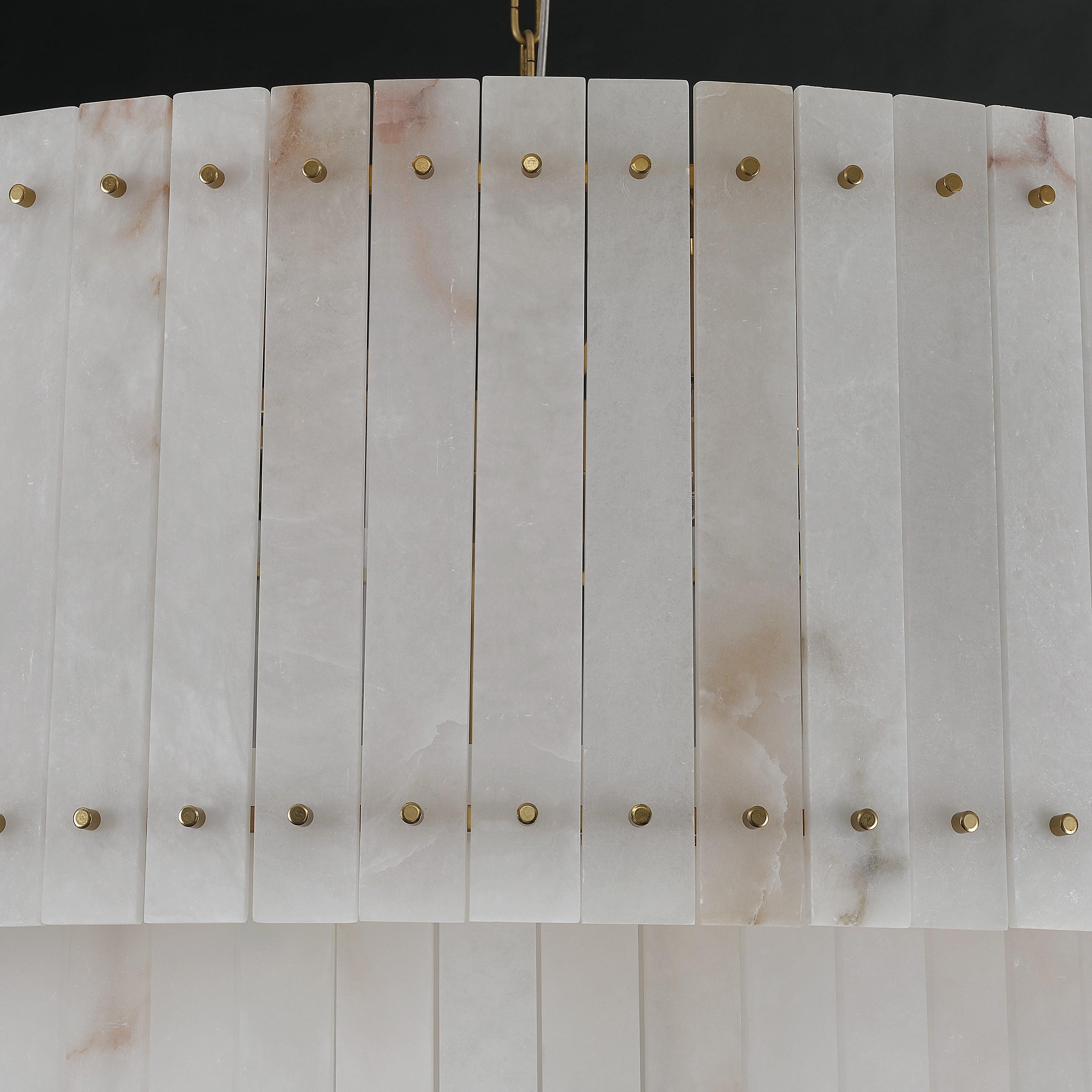 37 Inch Alabaster Two-Tier Chandelier - San Marco