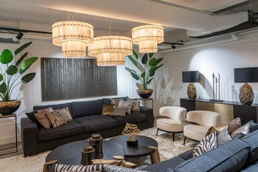 37 Inch Alabaster Two-Tier Round Chandelier - San Marco