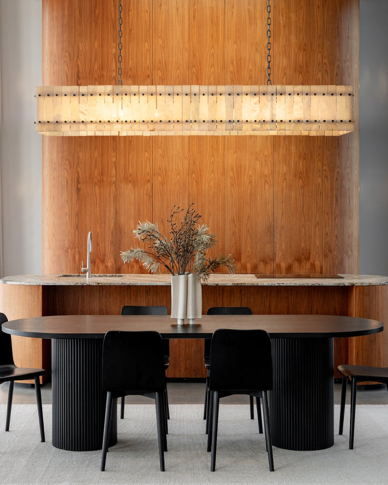 72 Inch Alabaster Rectangular Chandelier - San Marco