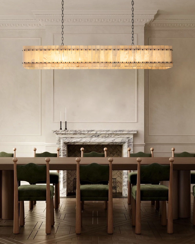 72 Inch Alabaster Rectangular Chandelier - San Marco