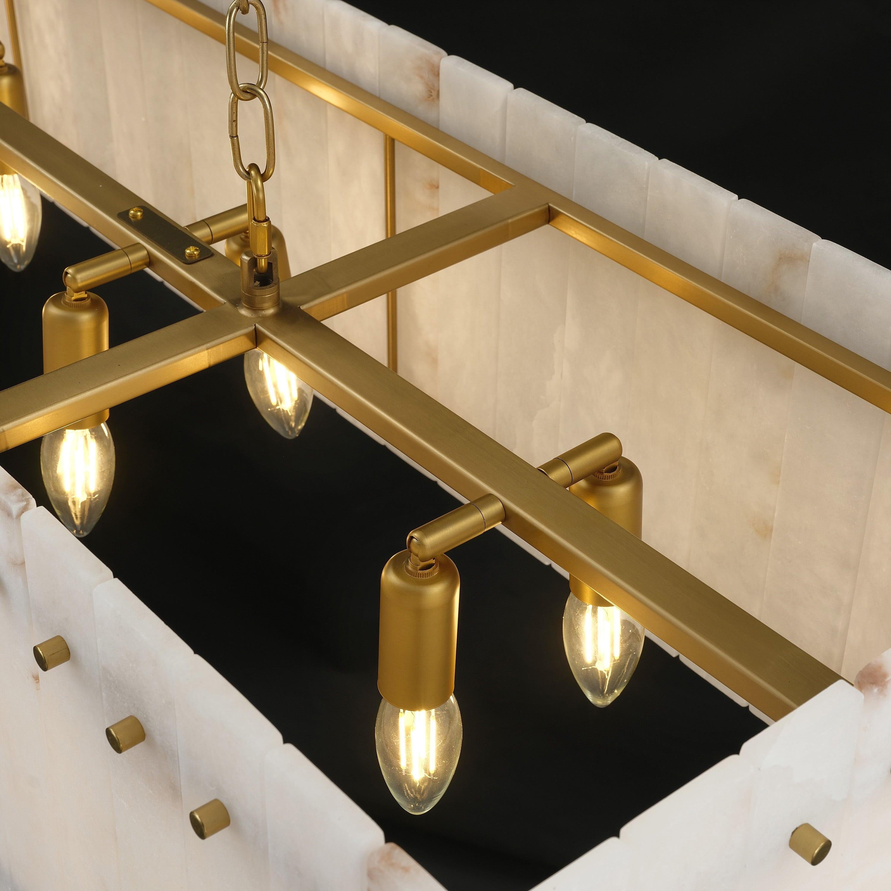 54 Inch Alabaster Rectangular Chandelier - San Marco