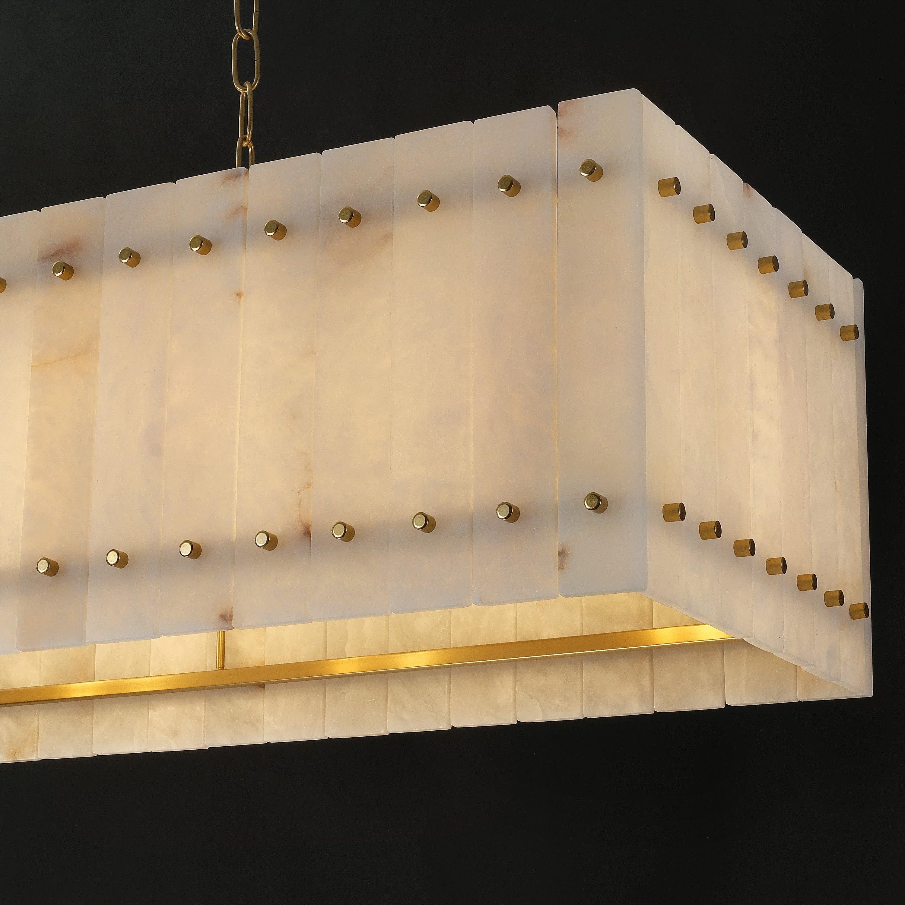 54 Inch Alabaster Rectangular Chandelier - San Marco