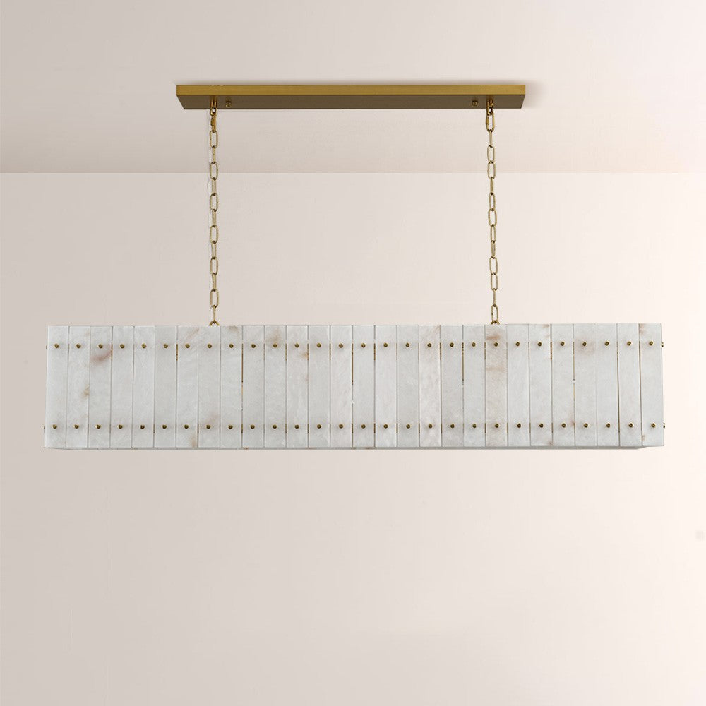 54 Inch Alabaster Rectangular Chandelier - San Marco