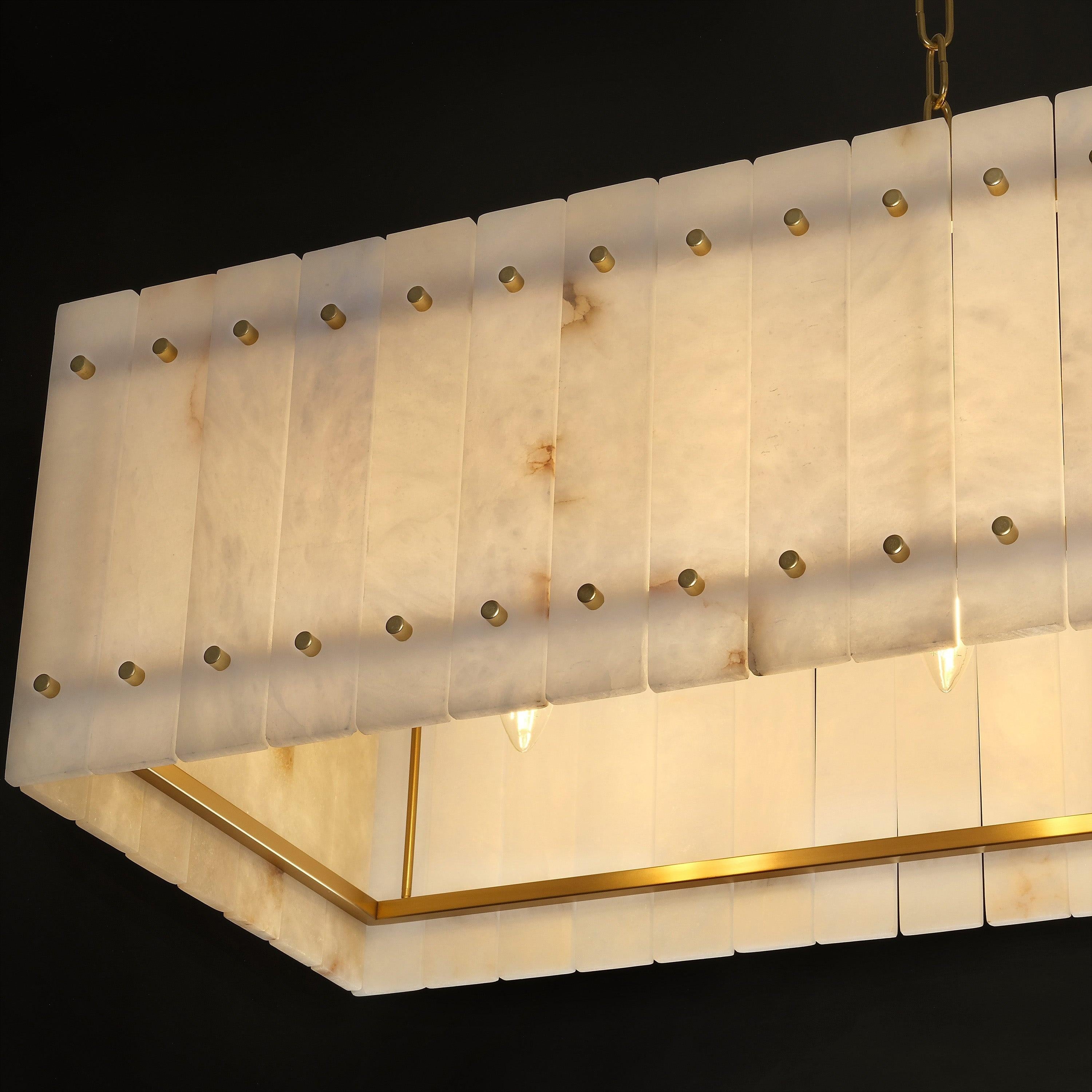 72 Inch Alabaster Rectangular Chandelier - San Marco