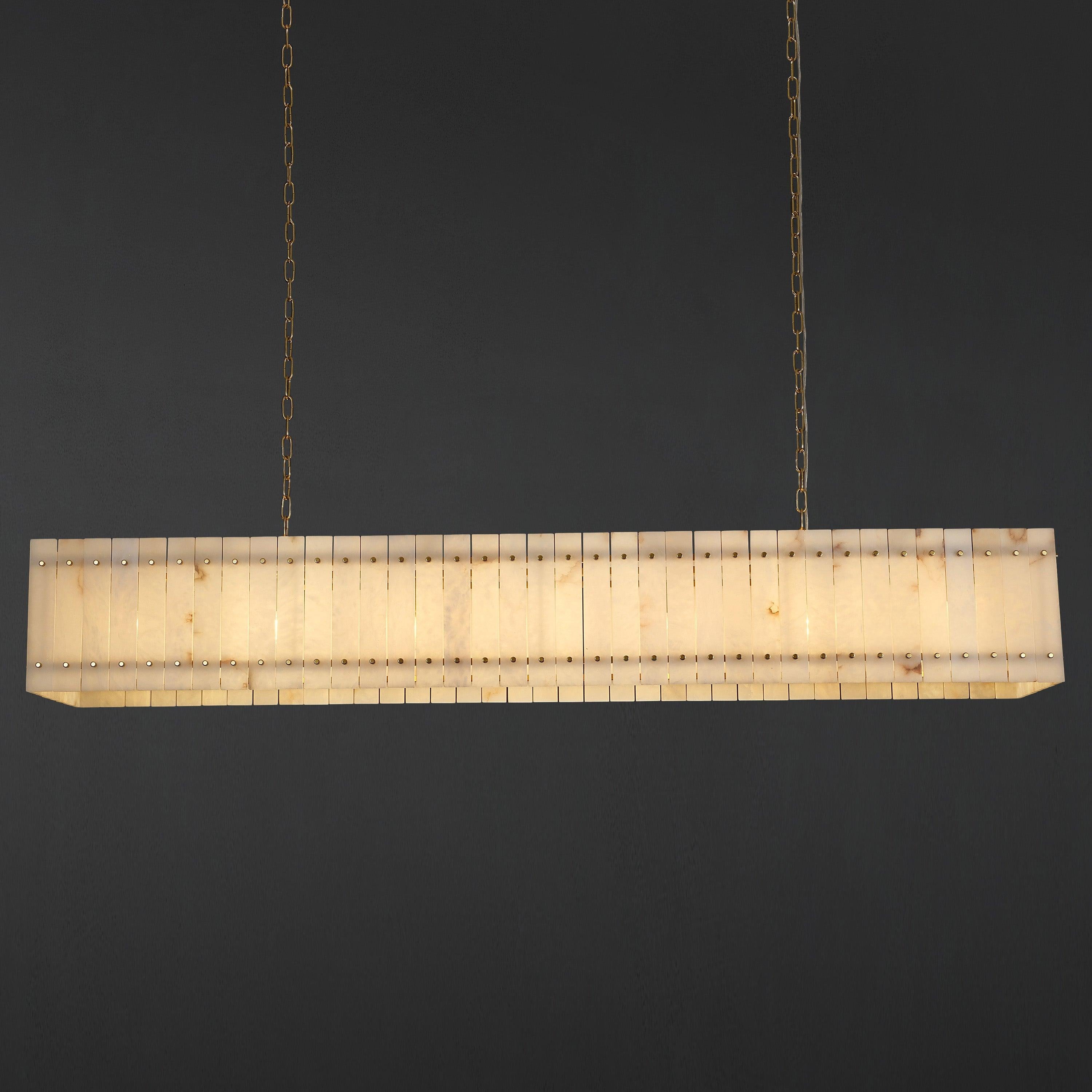 72 Inch Alabaster Rectangular Chandelier - San Marco