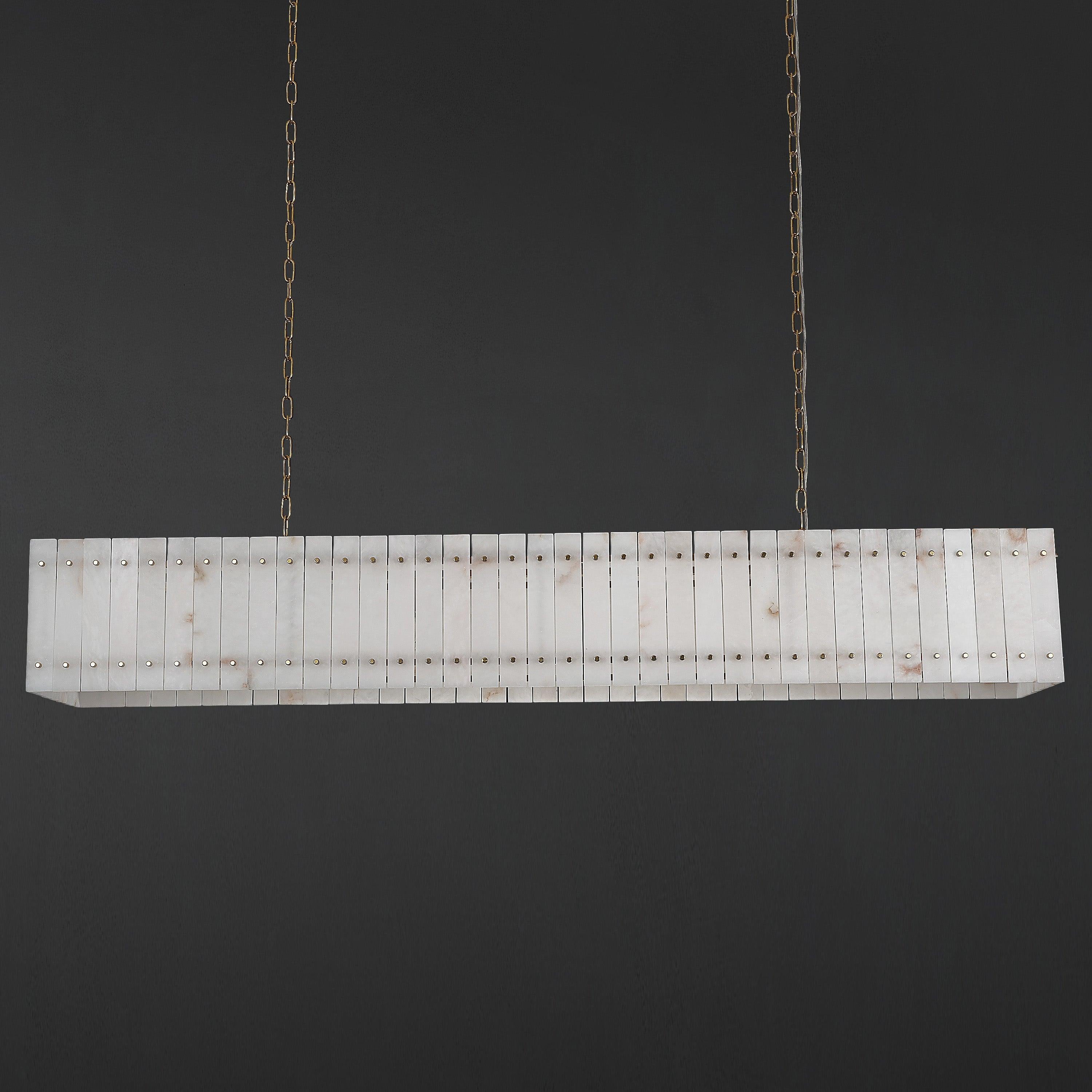 72 Inch Alabaster Rectangular Chandelier - San Marco
