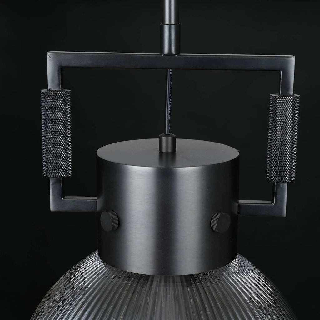 10 Inch Ribbed Glass Dome Pendant Light - Machinist