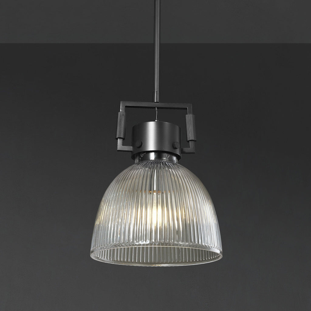 10 Inch Ribbed Glass Dome Pendant Light - Machinist