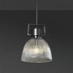 10 Inch Ribbed Glass Dome Pendant Light - Machinist