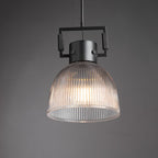 10 Inch Ribbed Glass Dome Pendant Light - Machinist