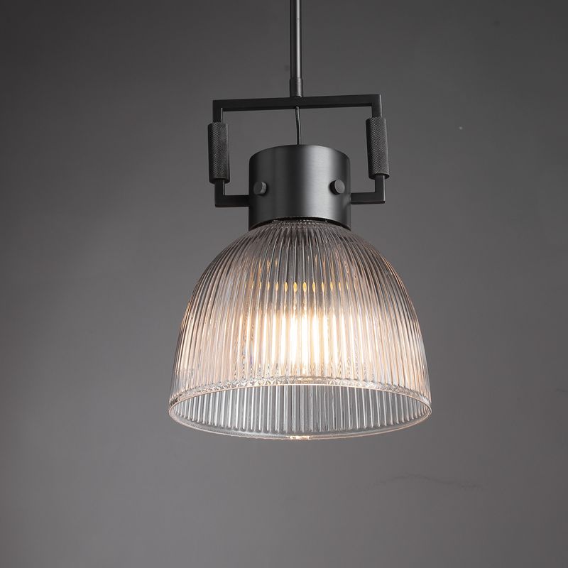 10 Inch Ribbed Glass Dome Pendant Light - Machinist