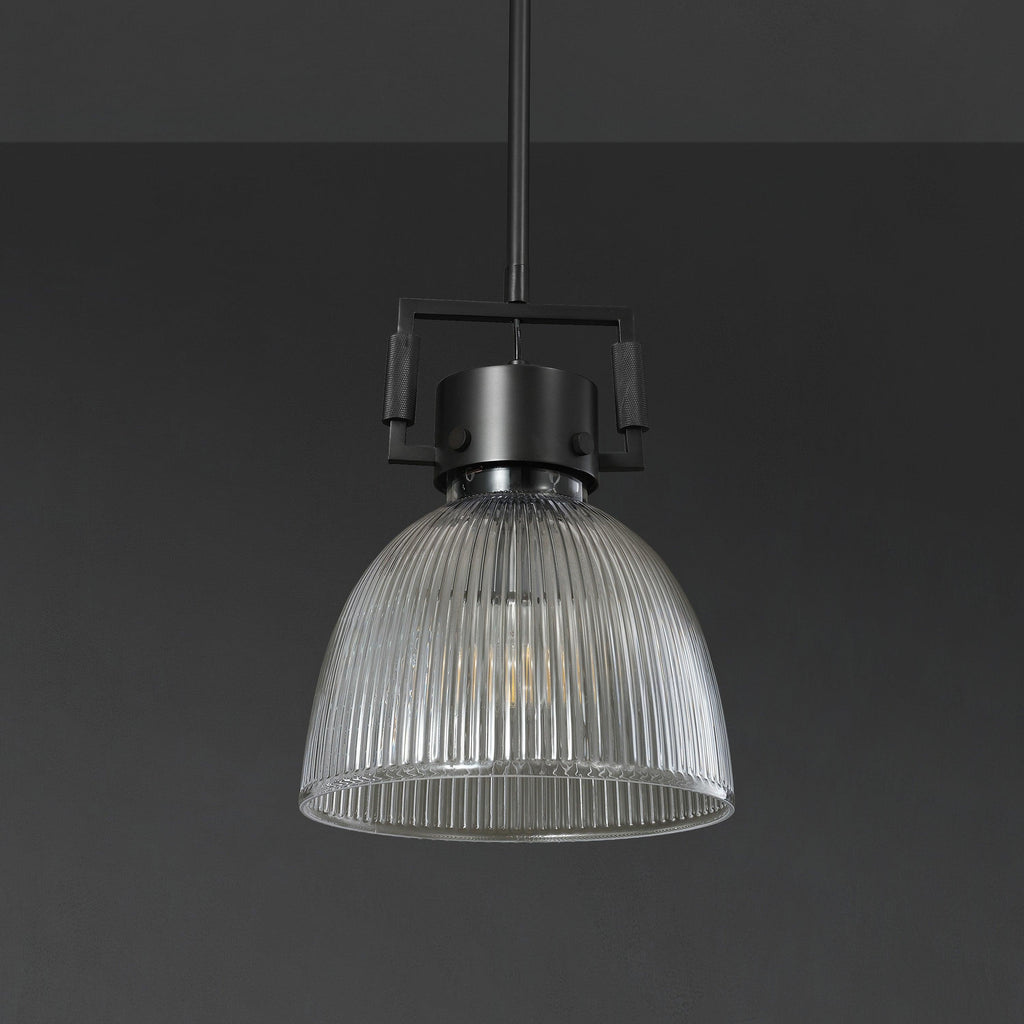 10 Inch Ribbed Glass Dome Pendant Light - Machinist