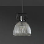 10 Inch Ribbed Glass Dome Pendant Light - Machinist