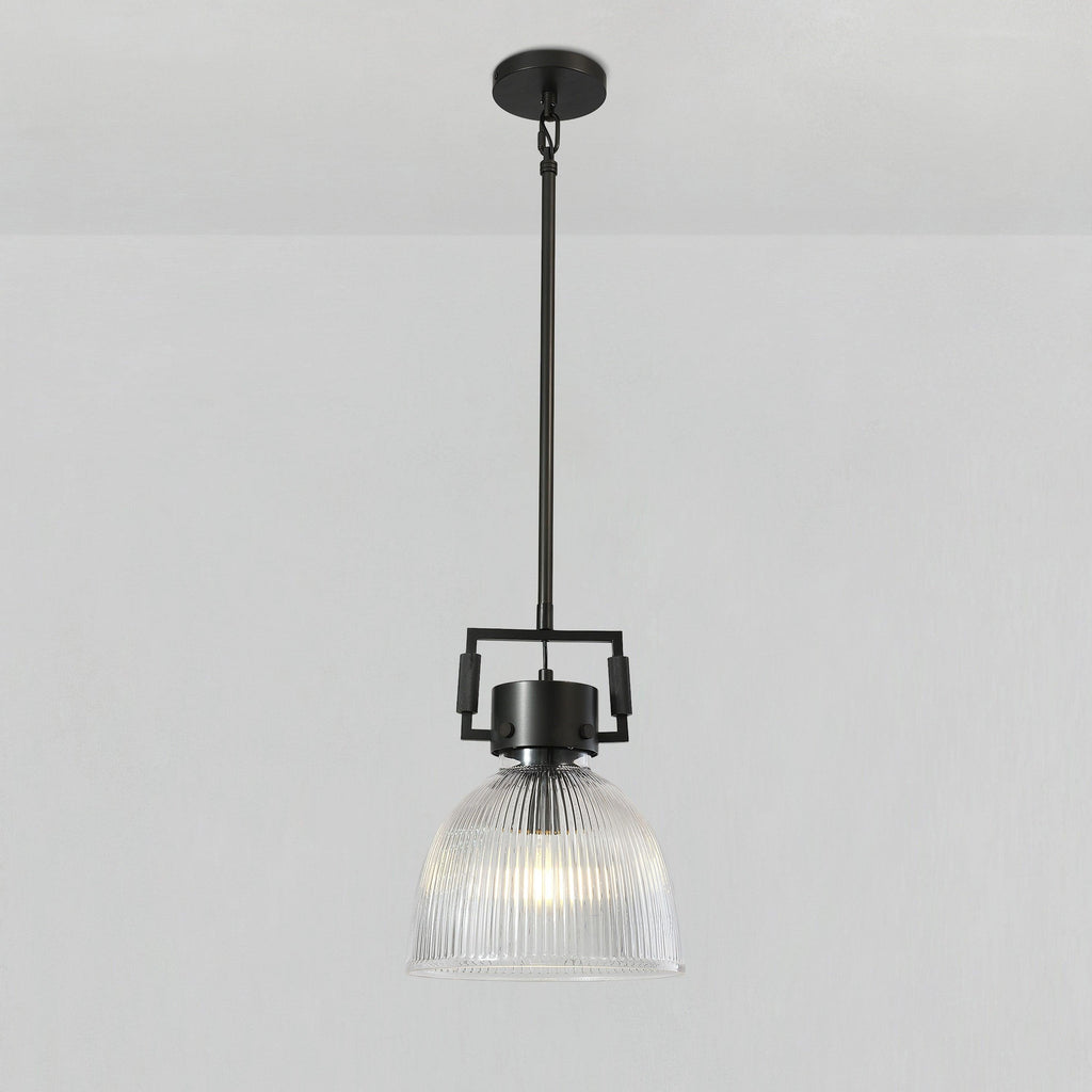 10 Inch Ribbed Glass Dome Pendant Light - Machinist