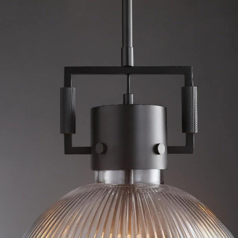 14 Inch Ribbed Glass Dome Pendant Light - Machinist