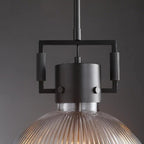 14 Inch Ribbed Glass Dome Pendant Light - Machinist