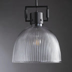 14 Inch Ribbed Glass Dome Pendant Light - Machinist