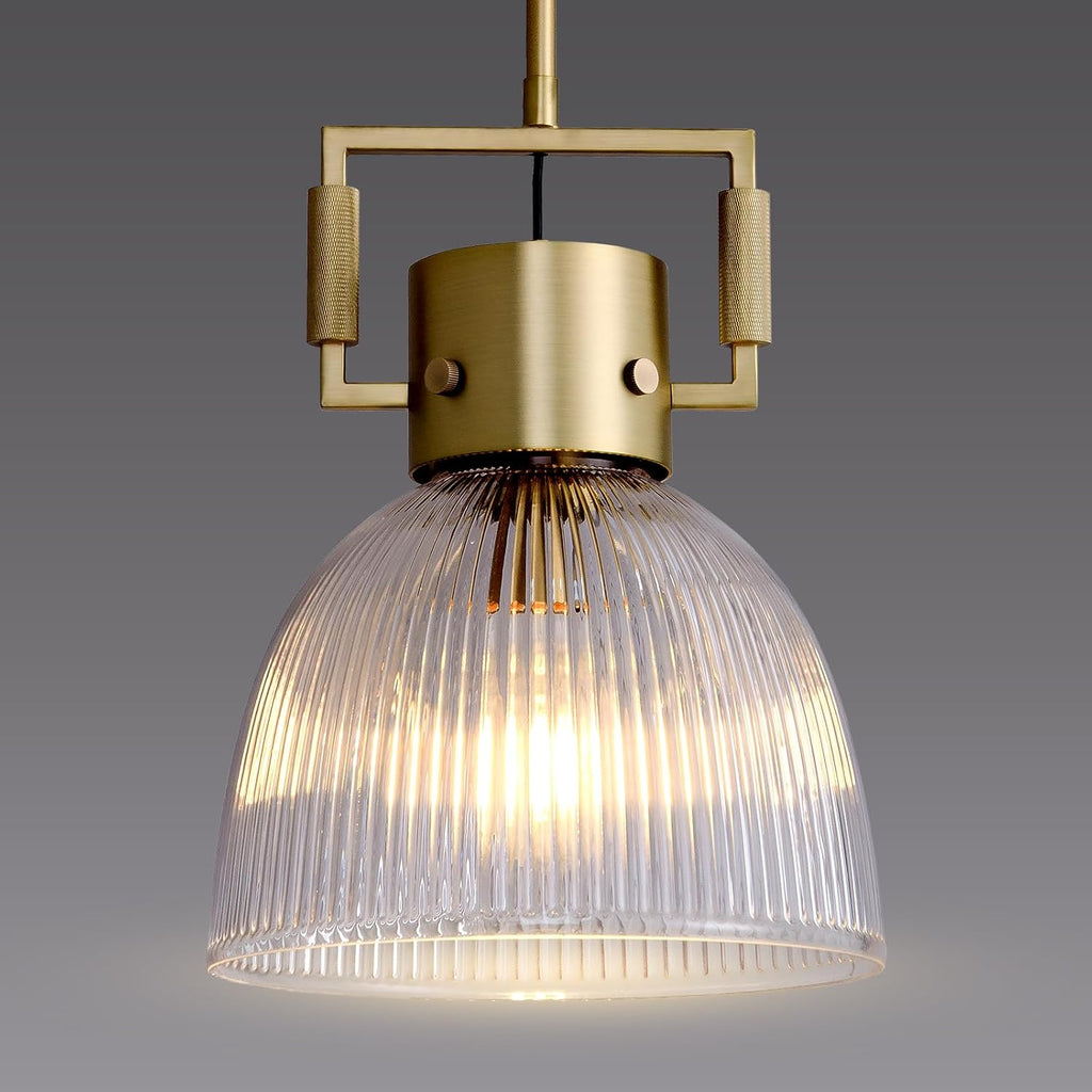 10 Inch Ribbed Glass Dome Pendant Light - Machinist