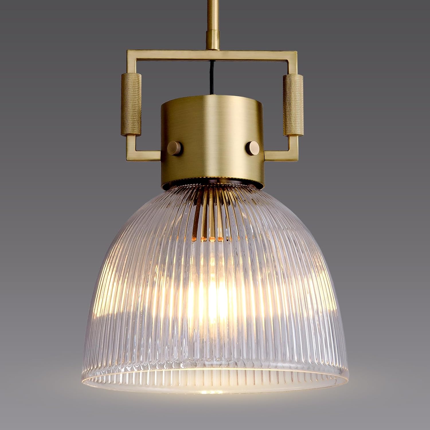 10 Inch Ribbed Glass Dome Pendant Light - Machinist