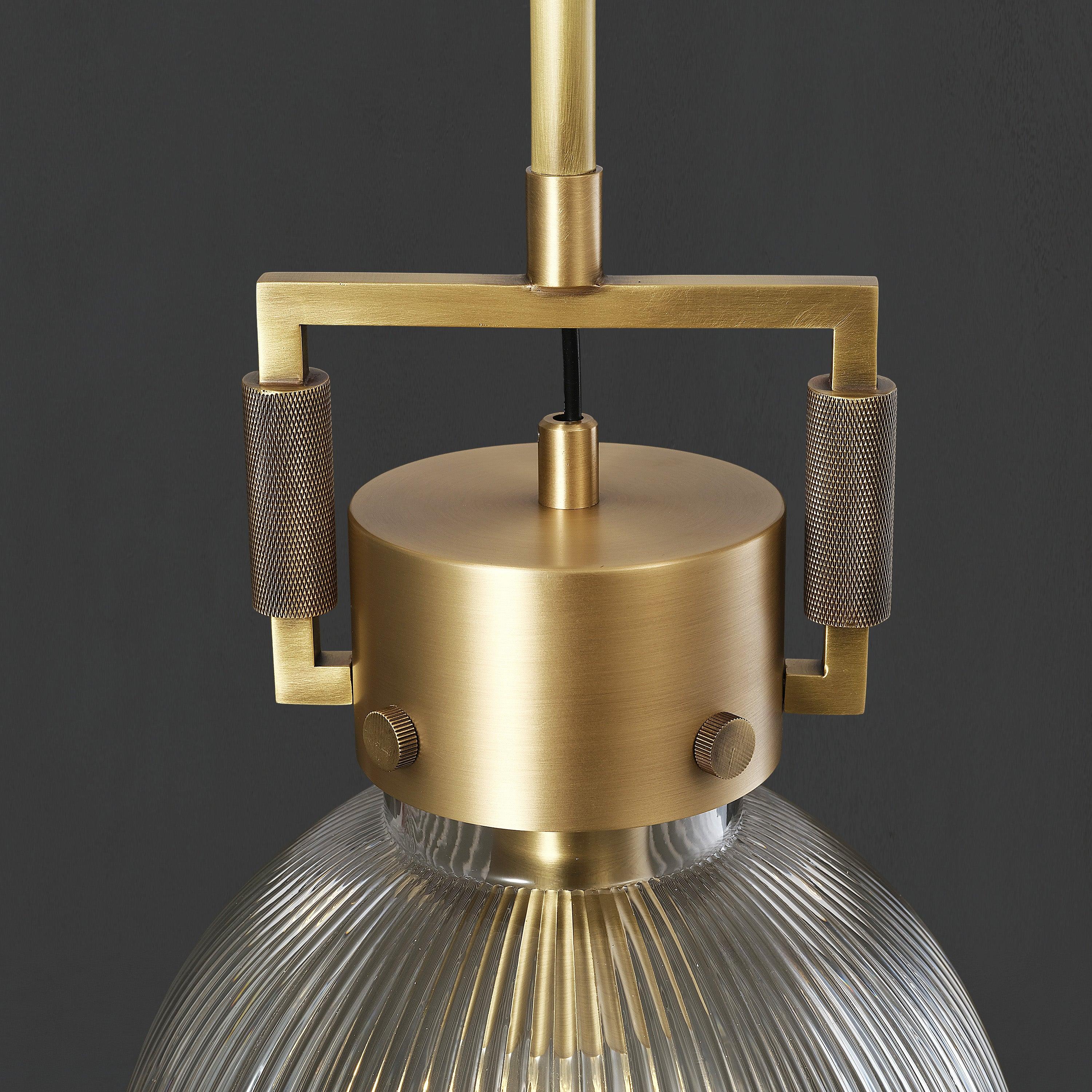 10 Inch Ribbed Glass Dome Pendant Light - Machinist
