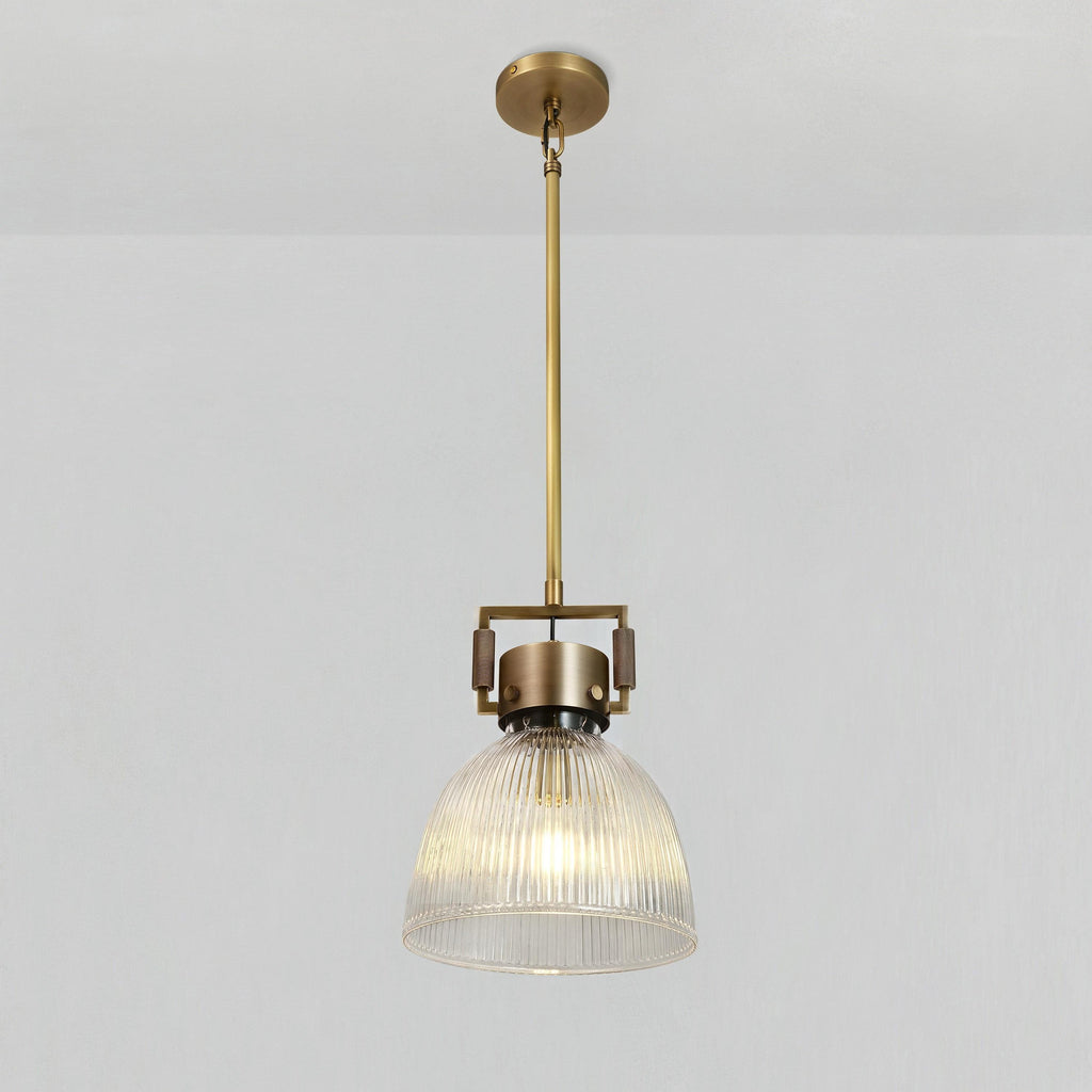 10 Inch Ribbed Glass Dome Pendant Light - Machinist