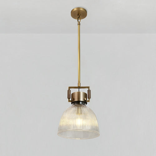 10 Inch Ribbed Glass Bell Pendant Light - Machinist