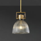 10 Inch Ribbed Glass Dome Pendant Light - Machinist