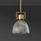 10 Inch Ribbed Glass Dome Pendant Light - Machinist