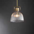 14 Inch Ribbed Glass Dome Pendant Light - Machinist