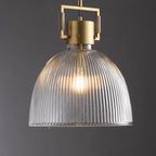 14 Inch Ribbed Glass Dome Pendant Light - Machinist