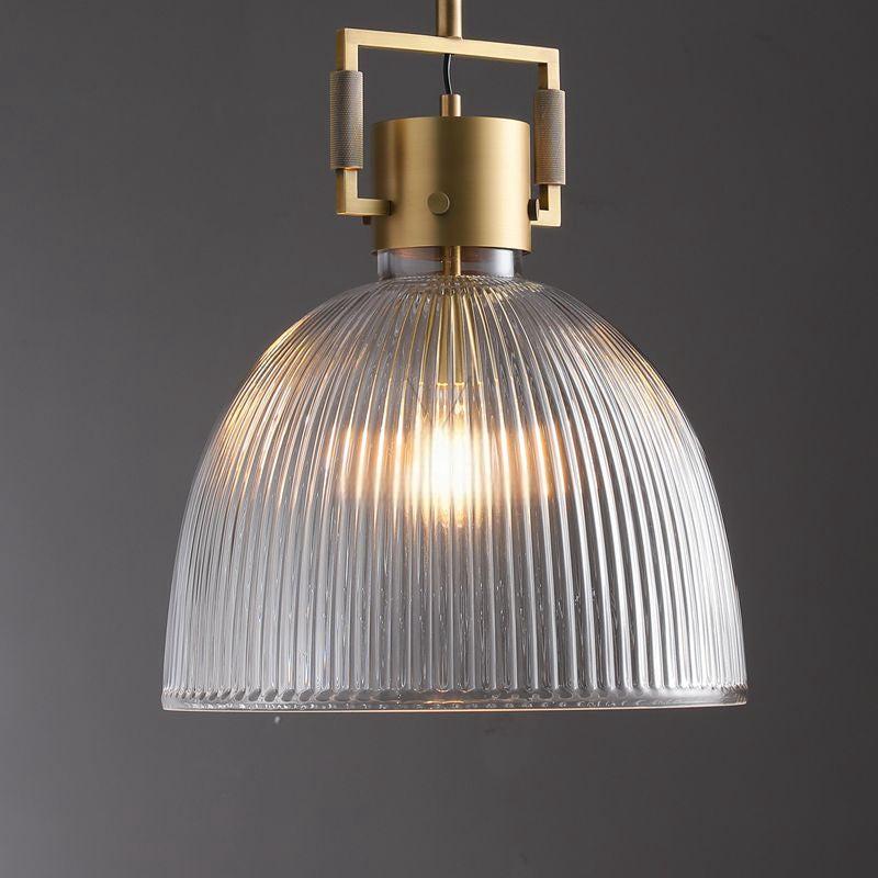 14 Inch Ribbed Glass Dome Pendant Light - Machinist