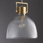 14 Inch Ribbed Glass Dome Pendant Light - Machinist