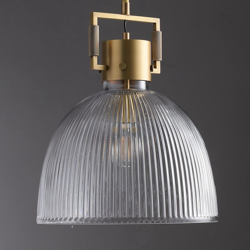 14 Inch Ribbed Glass Dome Pendant Light - Machinist