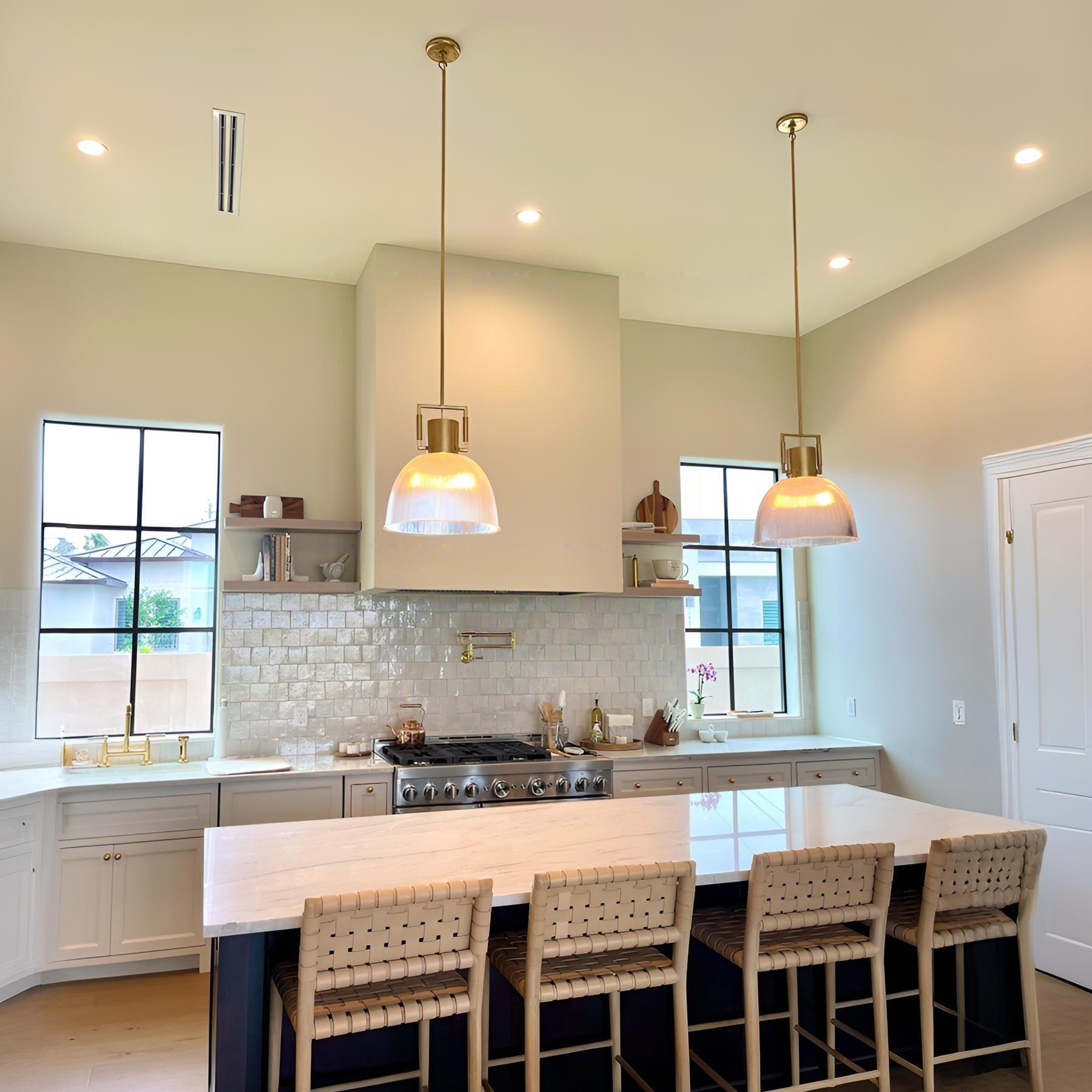 14 Inch Ribbed Glass Dome Pendant Light - Machinist