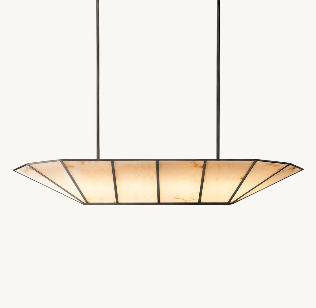 52 Inch Alabaster Umbrella Linear Chandelier - Lucette