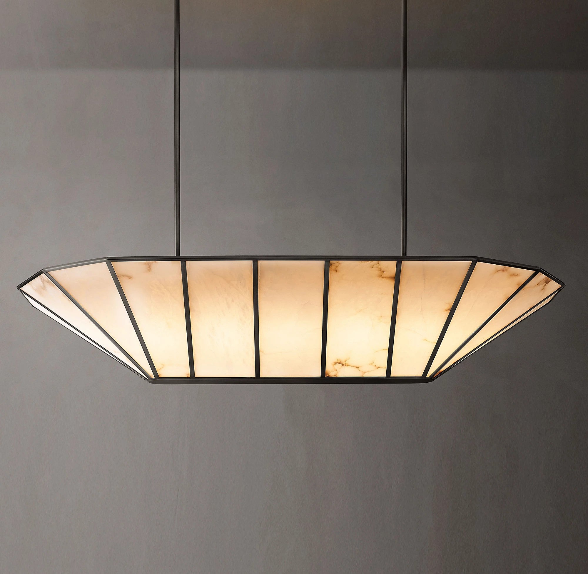 74 Inch Alabaster Umbrella Linear Chandelier - Lucette